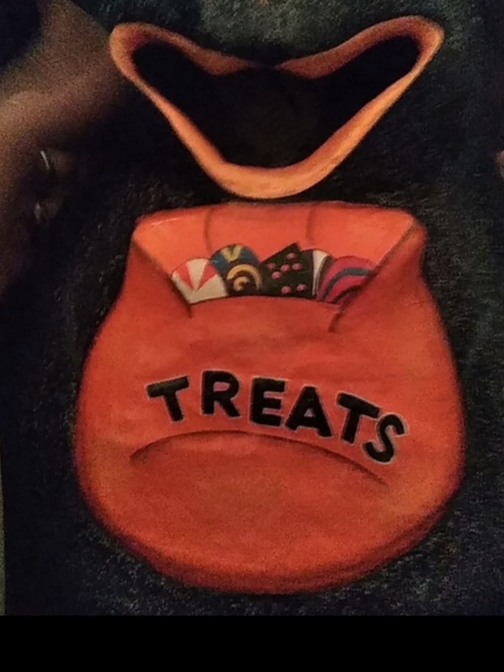 Department 56 Orange "TREATS" Halloween Candy Sack Back Pack